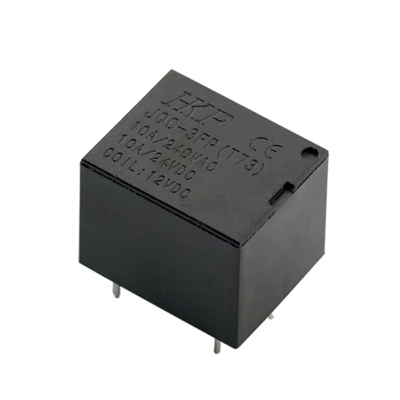 رله 12 ولت  برند HKF تک کنتاکت 5 پایه T73 میلون 10 آمپر (RELAY 12V 10A 1C 5PIN)