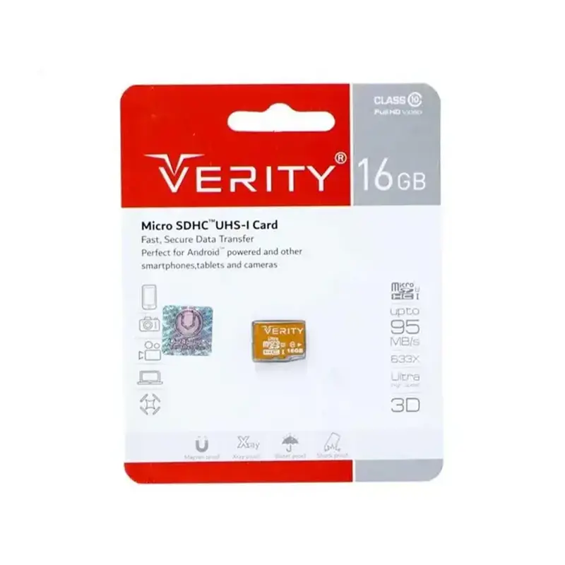 کارت حافظه Verity microSDHC U1 633X - 95MBS - 32GB گارانتی آسان سرویس