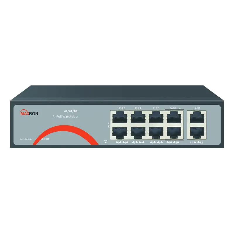سوییچ شبکه 8 پورت POE مکسرون مدل MSW-3008FPC-2FL-120I