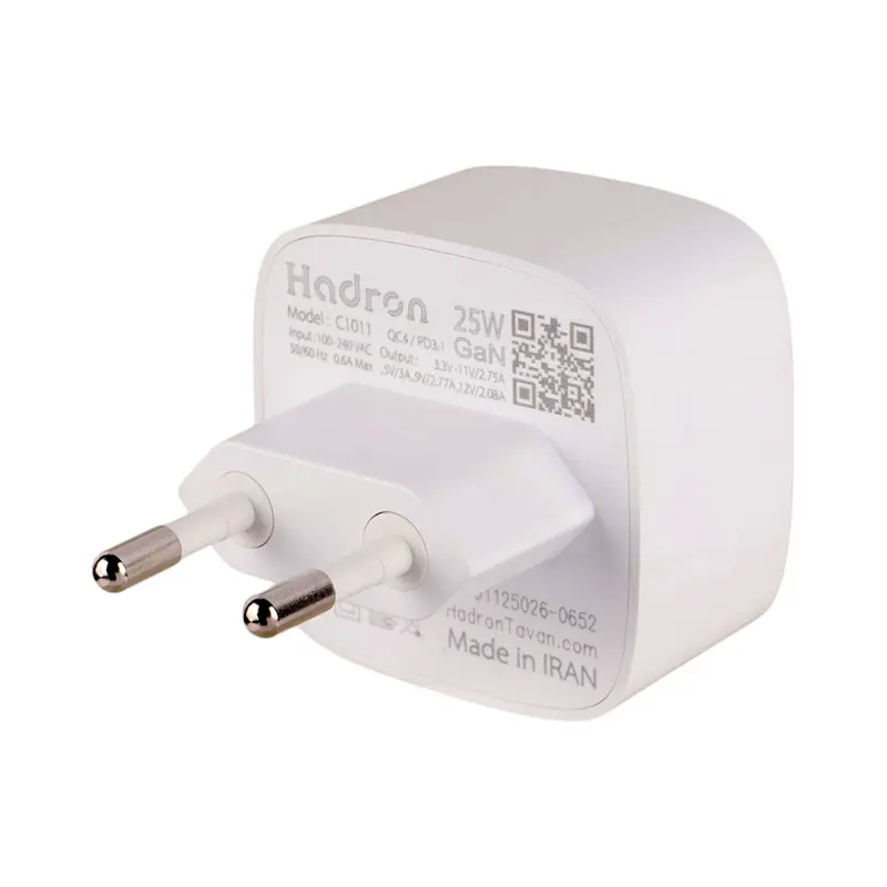 شارژر دیواری 25 وات هادرون C1011 GaN QC4.0 PD3.1 3A