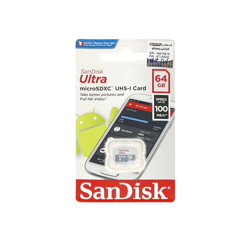 رم میکرو 64 گیگ سن دیسک SanDisk Ultra C10 U1 100MB/s