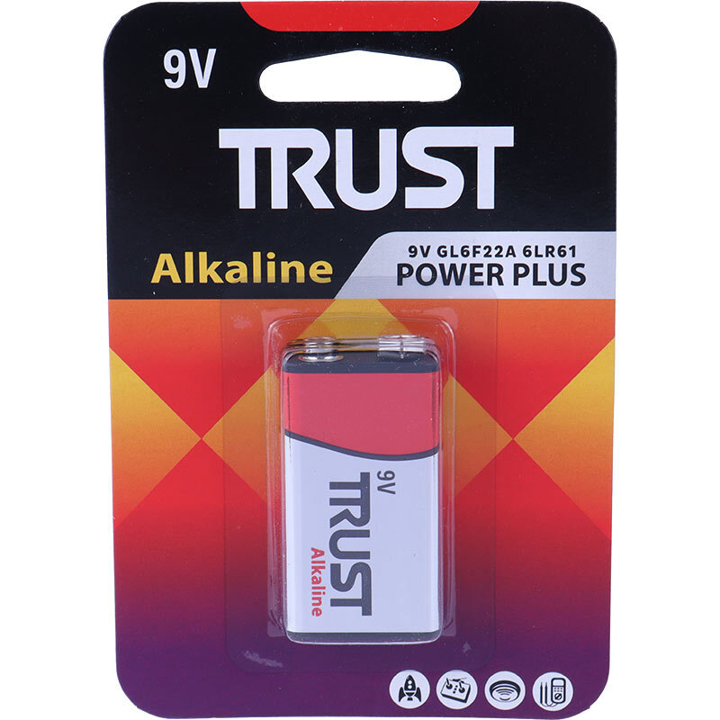 باتری کتابی 9 ولت تراست Alkaline Power Plus GL6F22A