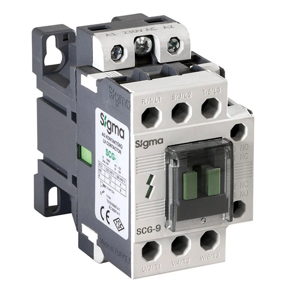 کنتاکتور 9 آمپر سیگما Sigma SCG-9 230VAC 4KW (1NO+1NC)