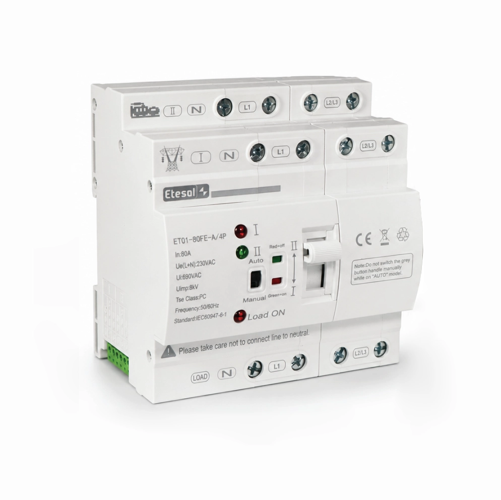کلید تبدیل اتوماتیک سه فاز سرعت بالا ایستا توان اتصال ETESAL ATS – ETQ1-80FE-C